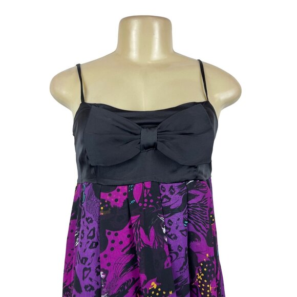 Naguchi Spaghetti Strap Dress Black & Purple Knee Length Dress Size XS/S - Picture 4 of 9